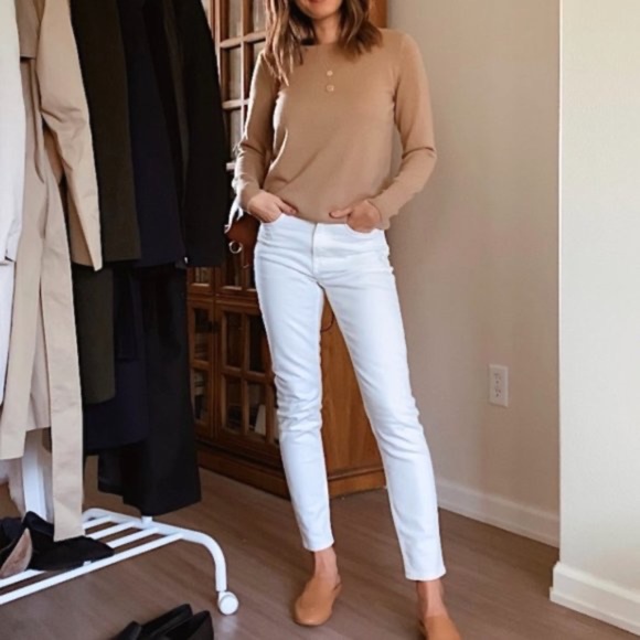 J. Crew 9" High Waisted Mid-Rise Toothpick Skinny Jean in White - Picture 2 of 7